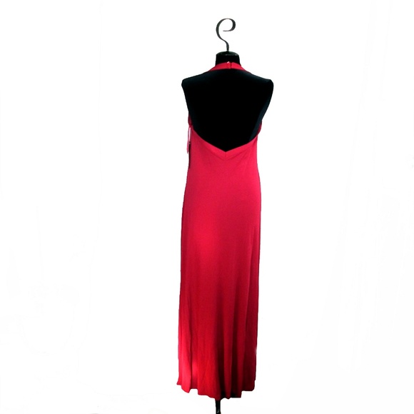 Jones NY Dk Red Halter Neck Long Dress Size L NWT - Picture 2 of 5